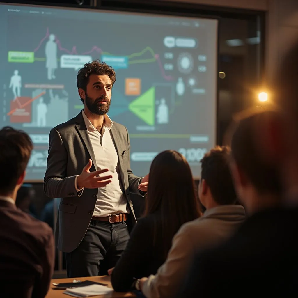 Emprendedor presentando su proyecto
